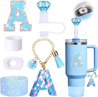 #ad 6PCS Blue Cup Accessories for Stanley Initials Decorations for Stanley Cup 30O $11.75