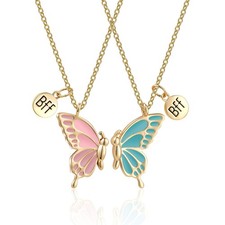 Butterfly Necklaces for Women - BFF Necklace for 2 Matching Butterfly Necklace W