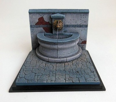 Modeling Diorama European Street Section 12 by 12 cm With Fountain 1/35 scale