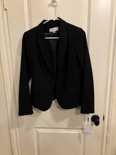 NWT Calvin Klein Petites Women's Black Notch Lapel Blazer Jacket Size 8P
