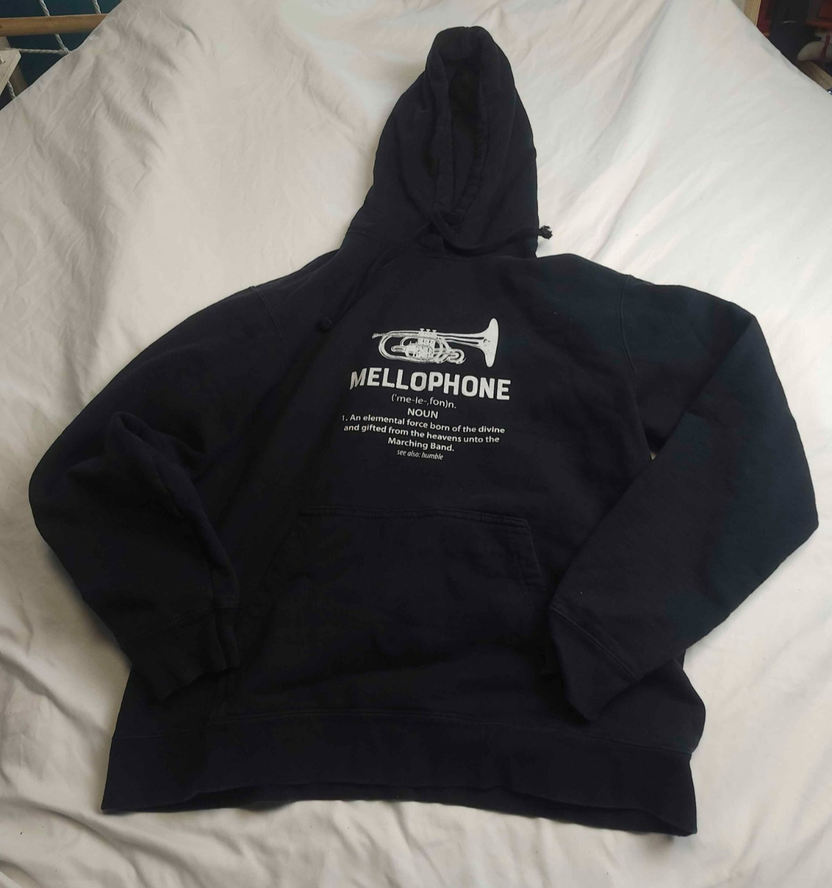 Mellophone Hoodie Mens Large Black Marching Band Musician Gift Souvenir Pullover