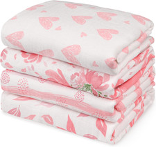 GLLQUEN BABY Muslin Swaddle Blankets 4-Pack Breathable Receiving Blankets 35" x