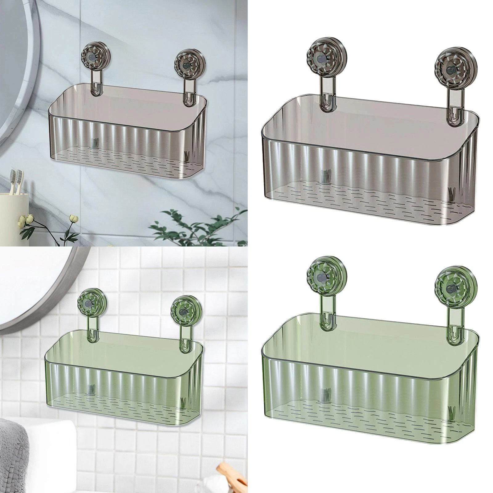 Shower Basket Suction Cup Wall Mounted Organizer for Kitchen Bathroom Toilet