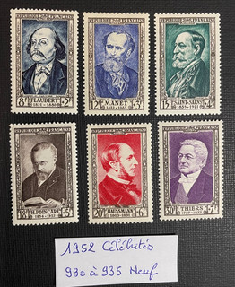 Timbres 1952 Série complètes Célébrités Neufs