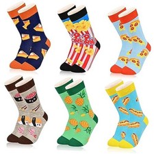 Kids Boys Girls Novelty Crew Socks, Funny Colorful 10-12 Years 6 Pack Diy Food