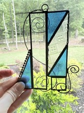 Modern Stained Glass Window Sun Catcher Blue 5  Long
