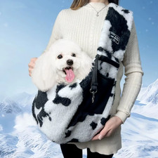 Borsa per Animali Domestici, Trasportino Con Motivo Mucca, Borsa a Tracolla per 