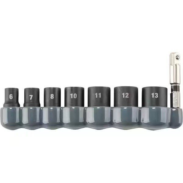 Makita 1/4 Inch Drive Metric Impact Socket Set 8-Piece with Adapter