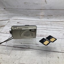 Olympus Gray D-380 Digital Camera Silver With 2 SD Cards Tested Working.
