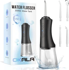 Water Dental Flosser - Portable Cordless Oral Irrigator 300ML, Rechargeable IPX7