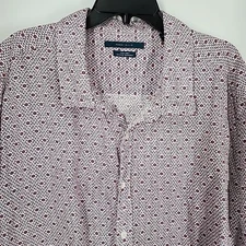 Perry Ellis Size 4XL 100% Linen Button Up Shirt Mens Casual