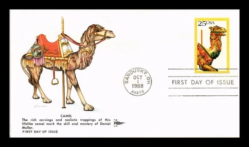 US COVER CAMEL CAROUSEL ANIMALS FIRST DAY ISSUE GILL CRAFT CACHET