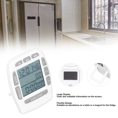 Triple Timer Clock Countdown Up 4 0 X 4 4 Cm LCD-Display Multifunktions-Weiß