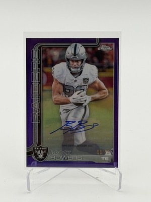 2025 Topps Chrome Football Brock Bowers Autograph Raiders True Purple /75