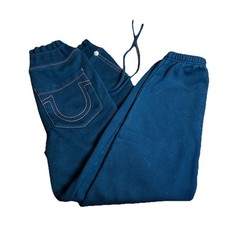 True Religion Sweatpants Mens SMALL BLACK Big T Jogger Athleisure Athletic FLAW