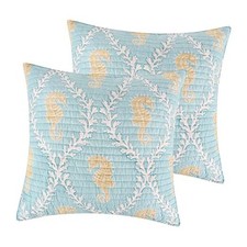 - Kailua Euro Sham - Seahorses - Blue Taupe and Euro Sham 26x26 - Set of 2