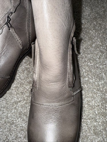 Jafa distressed Gray Leather Double Zip & Belcro Boots Hand Made Size EU38/US7.5 - Picture 5 of 9