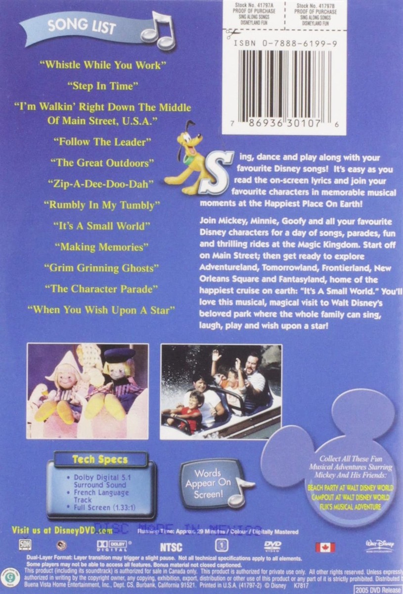 Sing-Along Songs: Disneyland Fun (DVD) for sale online | eBay
