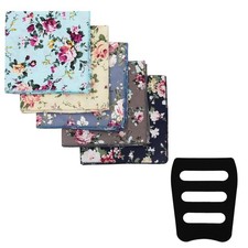Cotton Floral Handkerchiefs for Men 5 PCS Pocket Squares with 1 Holder, for W...