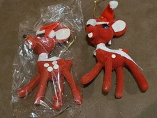 Flocked Reindeer Christmas Ornaments
