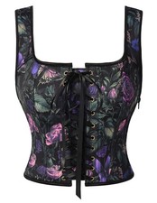 Boned Waist Floral Renaissance Fairy Costume Corset Tops