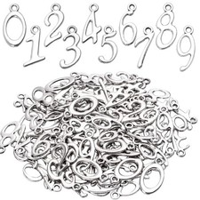 Antique Silver Number 0-9 Charms Figures Numbers Pendant Charms for DIY Jewel...