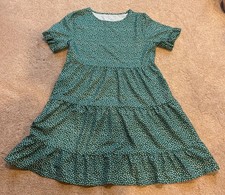 Green and White Polka Dot Short Sleeve Dress, SHEIN, Size M