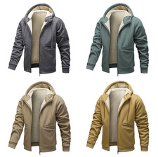 Men's Fleece Zip Up Hoodie Warm and Cozy Lined Sweatshirt Winter Hooded Jackets
