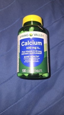 Spring Valley Calcium Plus Vitamin D Tablets, 600 mg, 100 Count, Dietary Supple