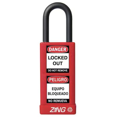 Zing 7070 Lockout Padlock, Keyed Different, Aluminum, Red, 1 1/2 In Shackle