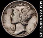 1937 Silver Mercury Dime - Scarce  Better Date  No Reserve  #G8163