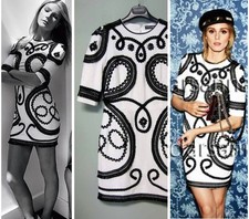 $3295 Dolce & Gabbana AUTH NEW Embroidered Applique Mini Dress 40 Black White