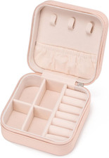 Portable Jewelry Travel Case for Rings, Earrings, Necklaces - Pink