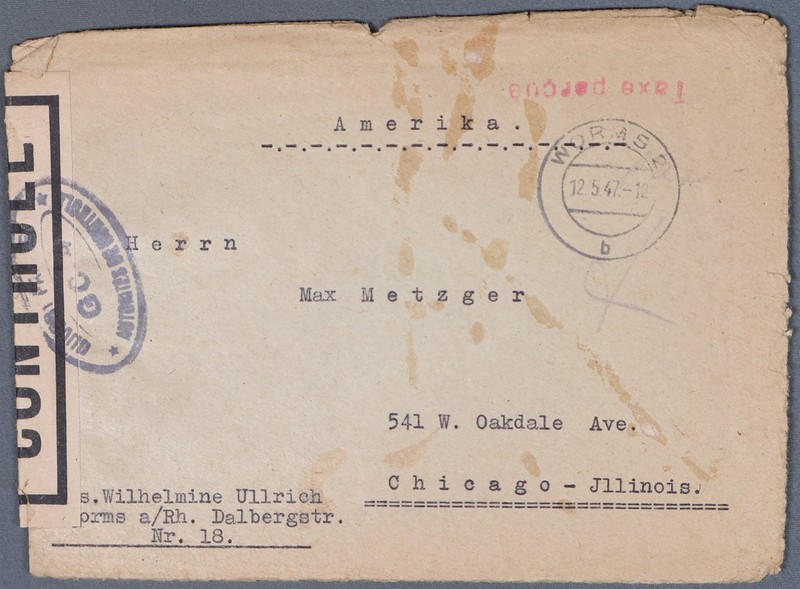 MayfairStamps Germany 1947 Worms to Chicago IL Cover aaz_89321