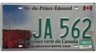 99 CENT SALE 2012 Prince Edward Island PEI FRENCH License Plate #JA 562 NR
