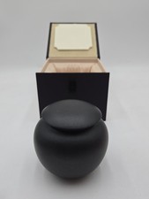 Pet Memorial Urn With Lid  Keepsake Box Small Modern Cremation. Black Ceramic.