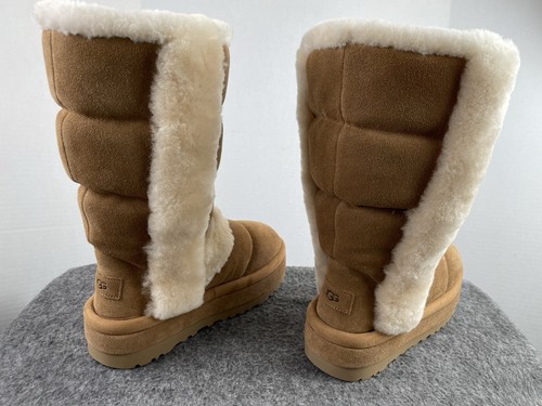 UGG Classic Chillapeak Tall Chestnut Wildleder Damen Plateau Stiefel Größe 8 NEU - Bild 5 von 7