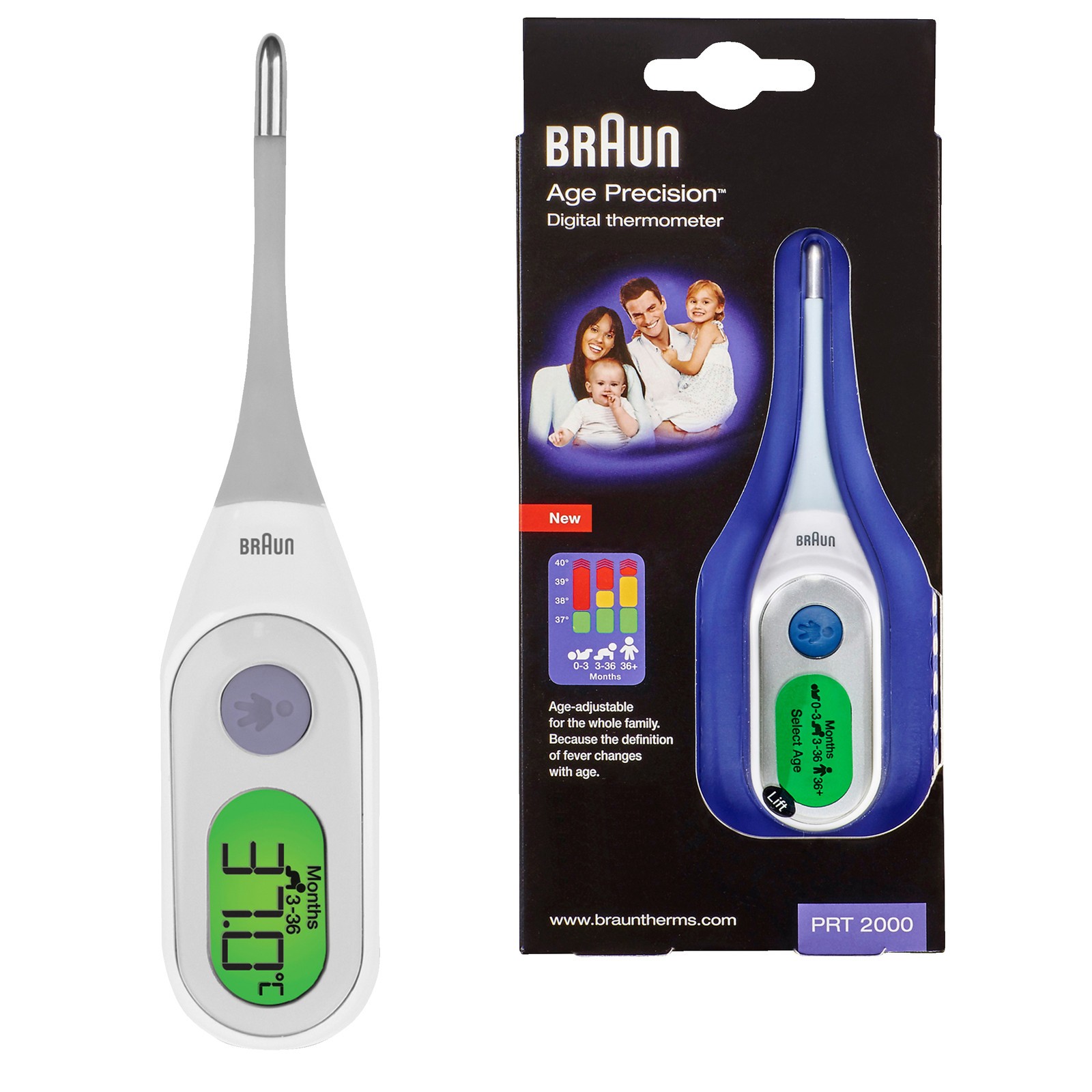 Прецизионный термометр фибертермометра BRAUN PRT 2000 Age Messart подмышечный оральный ректальный 2290₽