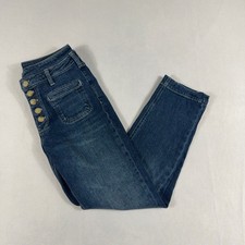 Pilcro and the Letterpress High-Rise Slim Button Fly Jeans 26 Dark Wash Denim