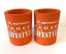 Motorola Pagers for Your Lifestyle Drink Coozie Beer Beverage Insulator Orange