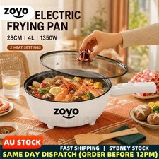 ZOYO Electric Frying Pan 28cm 4L Non Stick Multi Cooker Steamer Hot Pot Skillet