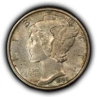 1926 10c Mercury Silver Dime - Original Toning - PQ AU - SKU-Z6766