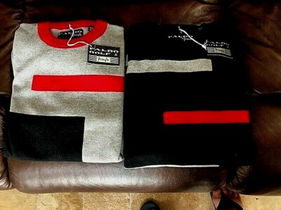 2 pack New Mens Grey Black Crewneck Pringle M,L,XL  Sweaters  $160.00 value $30.