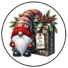 HOME FOR CHRISTMAS GNOME ENVELOPE SEALS LABELS STICKERS PARTY FAVORS