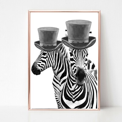 Zebra Druck BILD Melone Mütze WANDBILD A4 ungerahmt 87 PORTRAIT