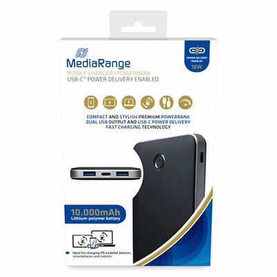 MediaRange MR753 Mobiles Ladegerät | Powerbank 10.000mAh mit USB-C  Power Delive