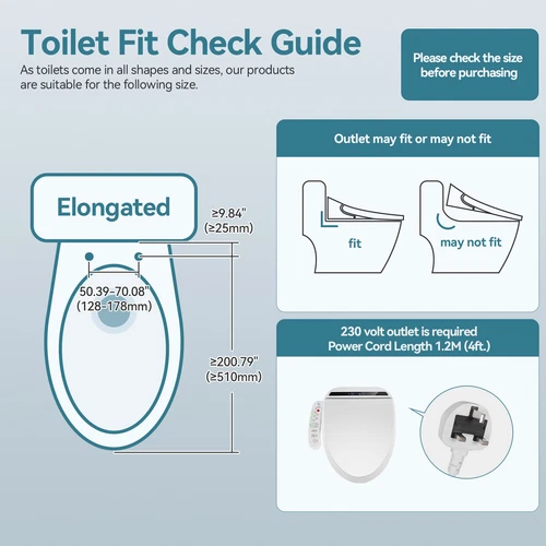 Bidet Toilet Seat Electric Warm Water Smart Heated Bidet with Warm Air Drying US - Picture 5 of 19