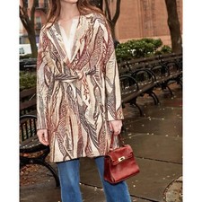Ecru Coat With Belt Detail In Clay Multi Size Xs Retail Over $750