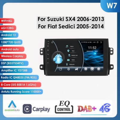 9'' Android14 Autoradio Für Suzuki SX4 Fiat Sedici GPS Navi WIFI RDS DAB 6+128GB