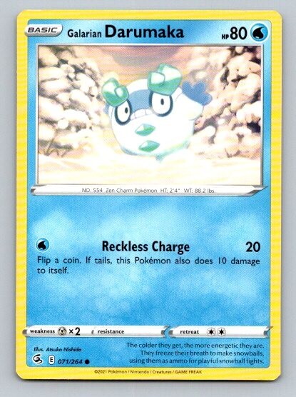 2021 Pokemon Card Fusion Strike Galarian Darumaka 71/264